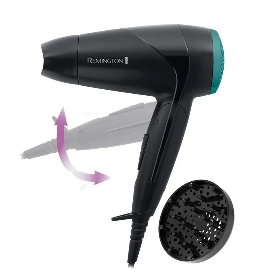 remington-d1500-on-the-go-asciugacapelli-da-viaggio-pieghevole-2000w-con-diffuso image 1