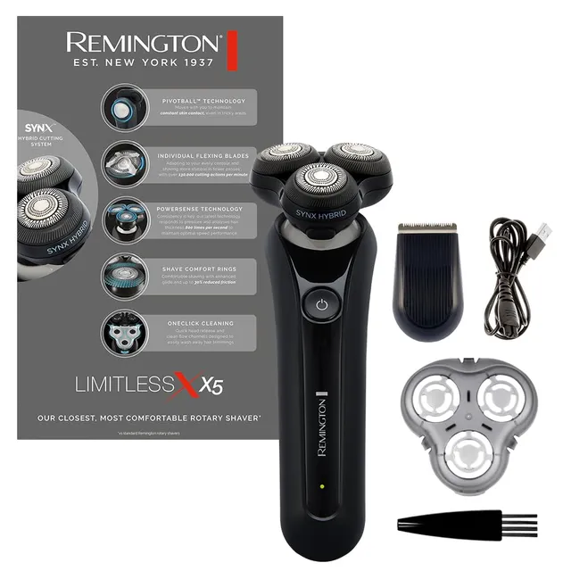 remington-x5-limitless-xr1755-rasoio-elettrico-da-uomo-a-testine-rotanti-wet-dry image 1
