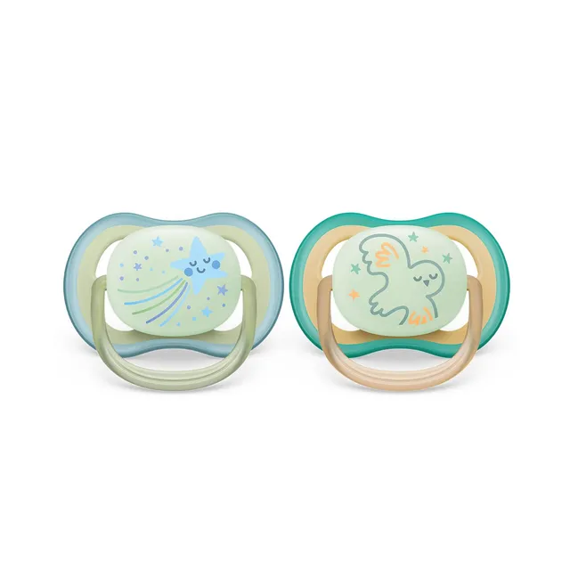philips-avent-ultra-air-scf376-18-set-di-2-ciucci-ortodontici-fluorescenti-con-p image 1