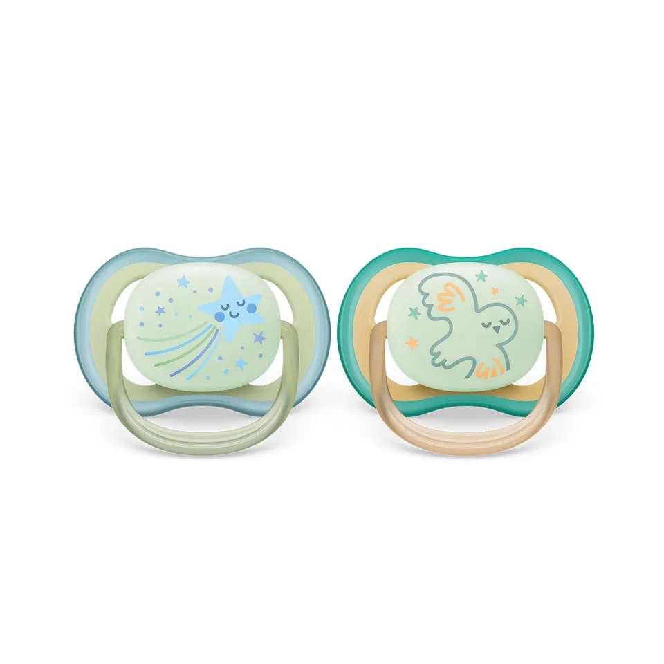 philips-avent-ultra-air-scf376-18-set-di-2-ciucci-ortodontici-fluorescenti-con-p image 1