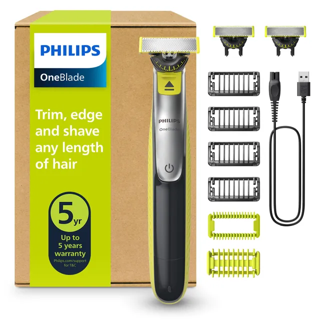 philips-oneblade-qp2834-31-360-face-body-regolabarba-elettrico-ibrido-3-in-1-per image 1