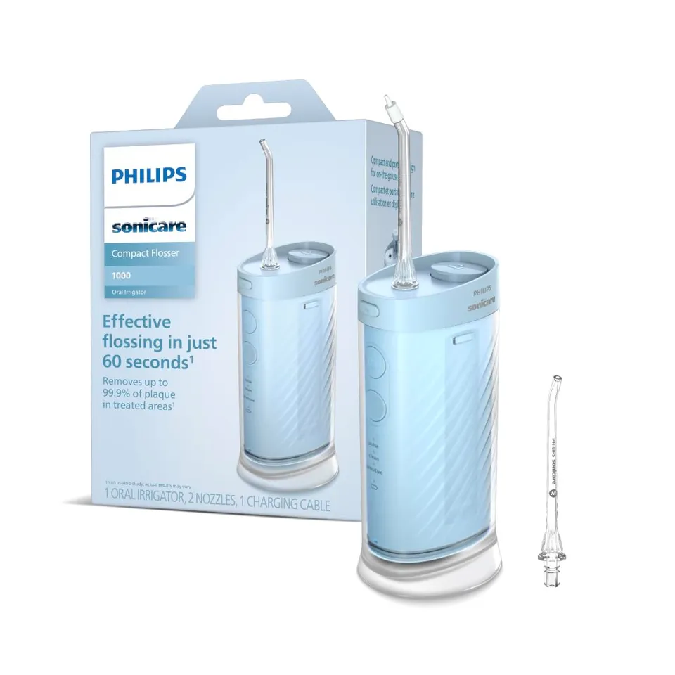 philips-hx3333-24-cordless-portable-flosser-blue-2-buttons-battery-powered-oral- image 1