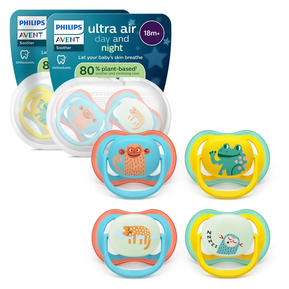 philips-avent-ultra-air-day-night-ciuccio-ortodontico-18-mesi-modello-fluorescen image 1