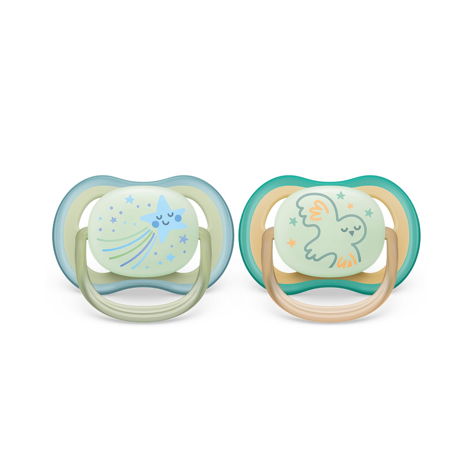 philips-avent-ultra-air-scf376-18-set-di-2-ciucci-ortodontici-fluorescenti-con-p image 1