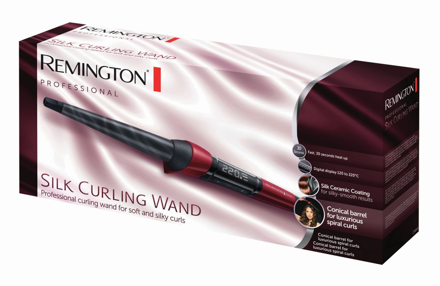 remington-ci96w1-silk-digital-ferro-arricciacapelli-conico-13-25-mm-ceramica-con image 2