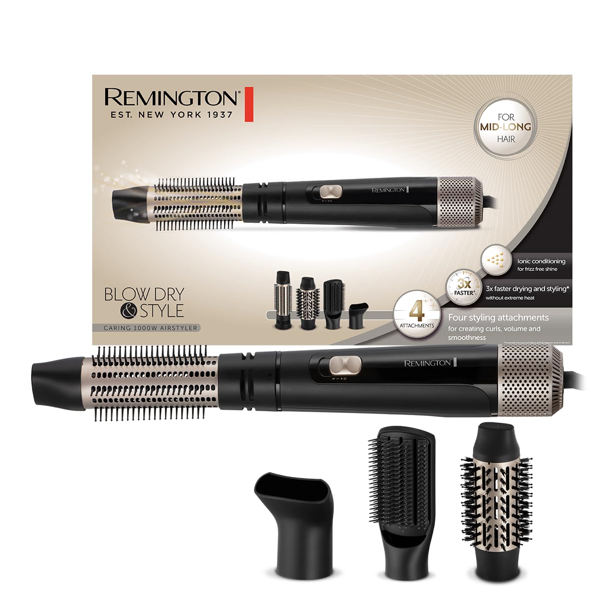 remington-as7500-spazzola-ad-aria-calda-1000w-4-in-1-con-spazzole-rotonde-38-mm- image 1