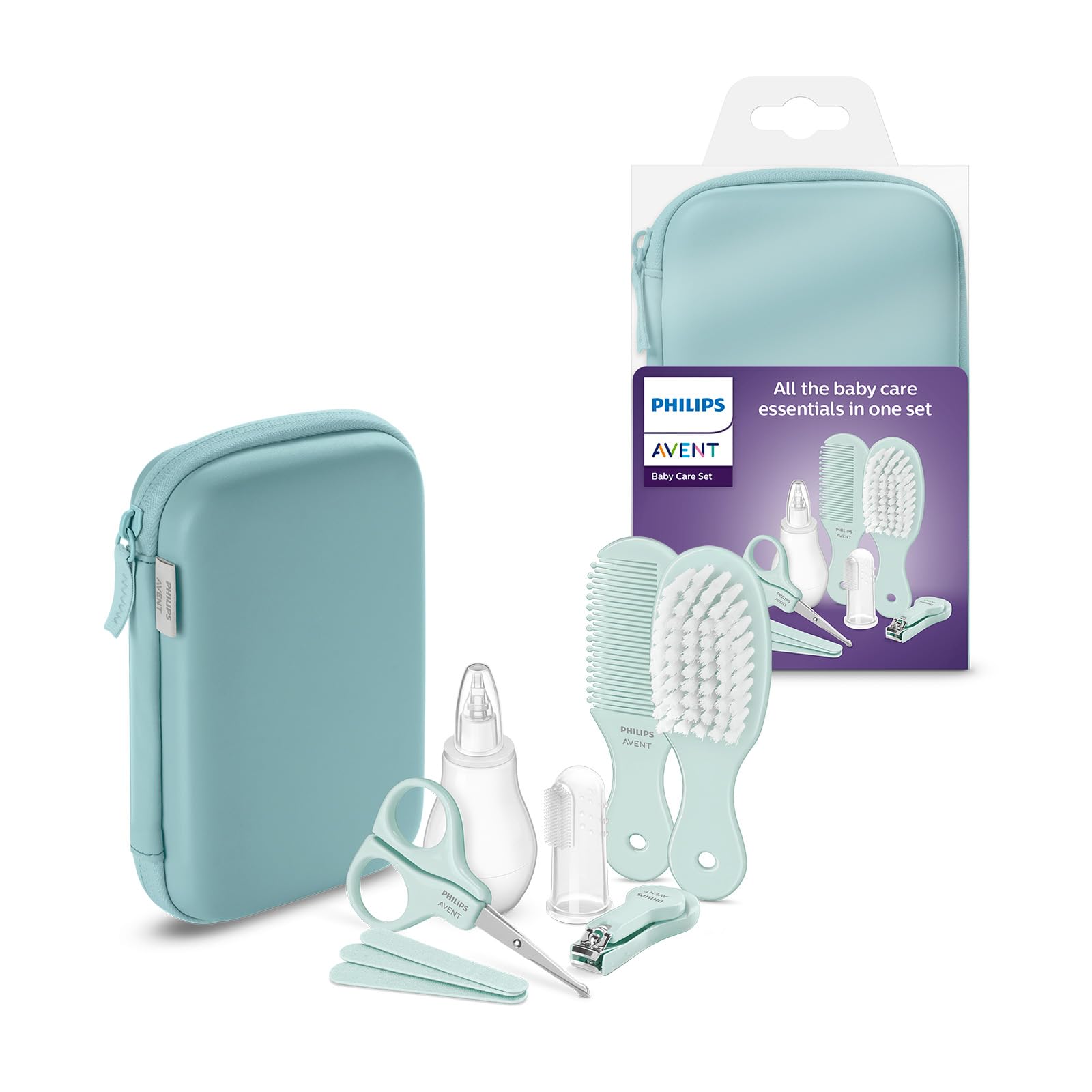 philips-avent-sch401-kit-cura-bambino-9-pezzi-con-aspiratore-nasale-tagliaunghie image 1