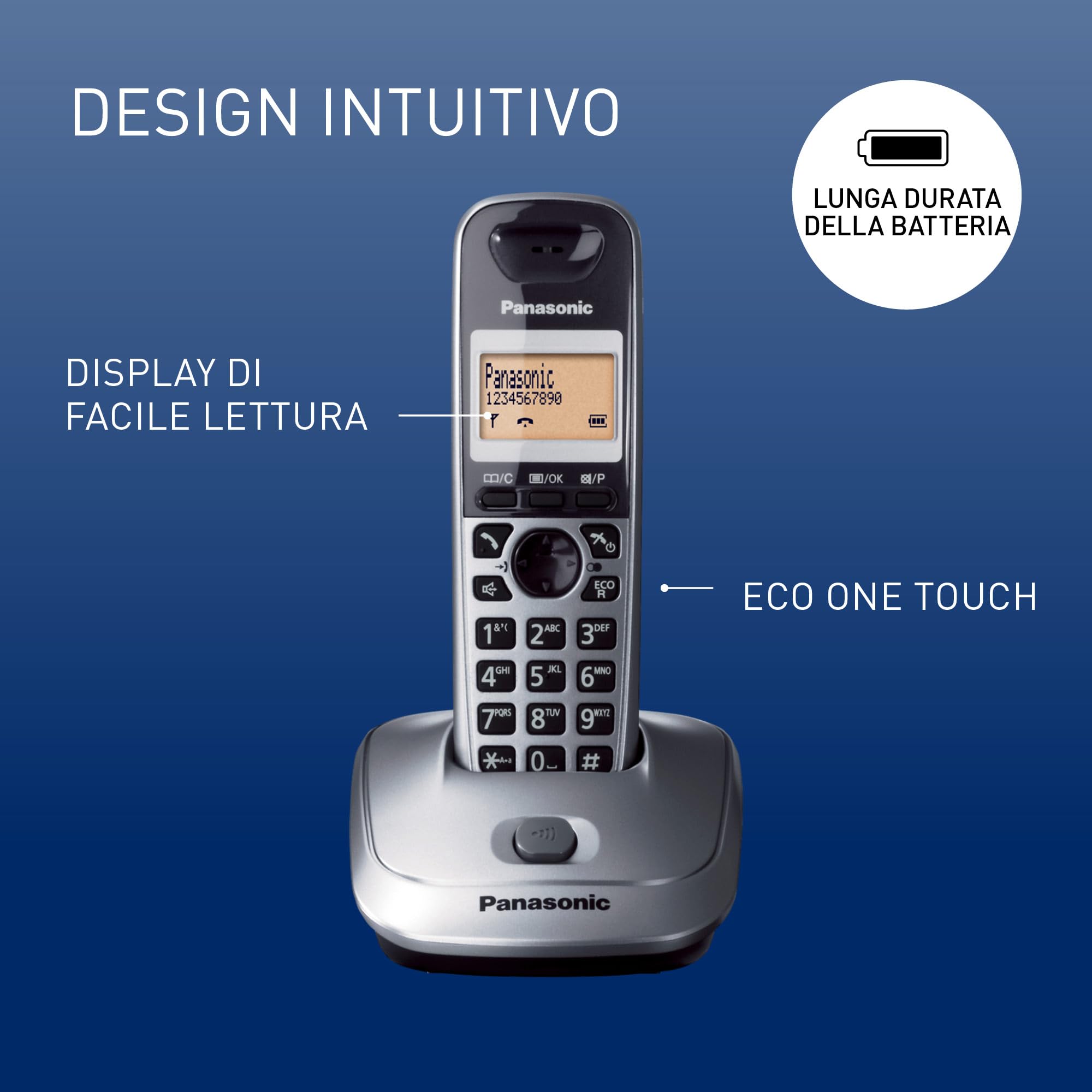 panasonic-kx-tg2511jtm-telefono-cordless-digitale-con-vivavoce-id-chiamante-rubr image 2