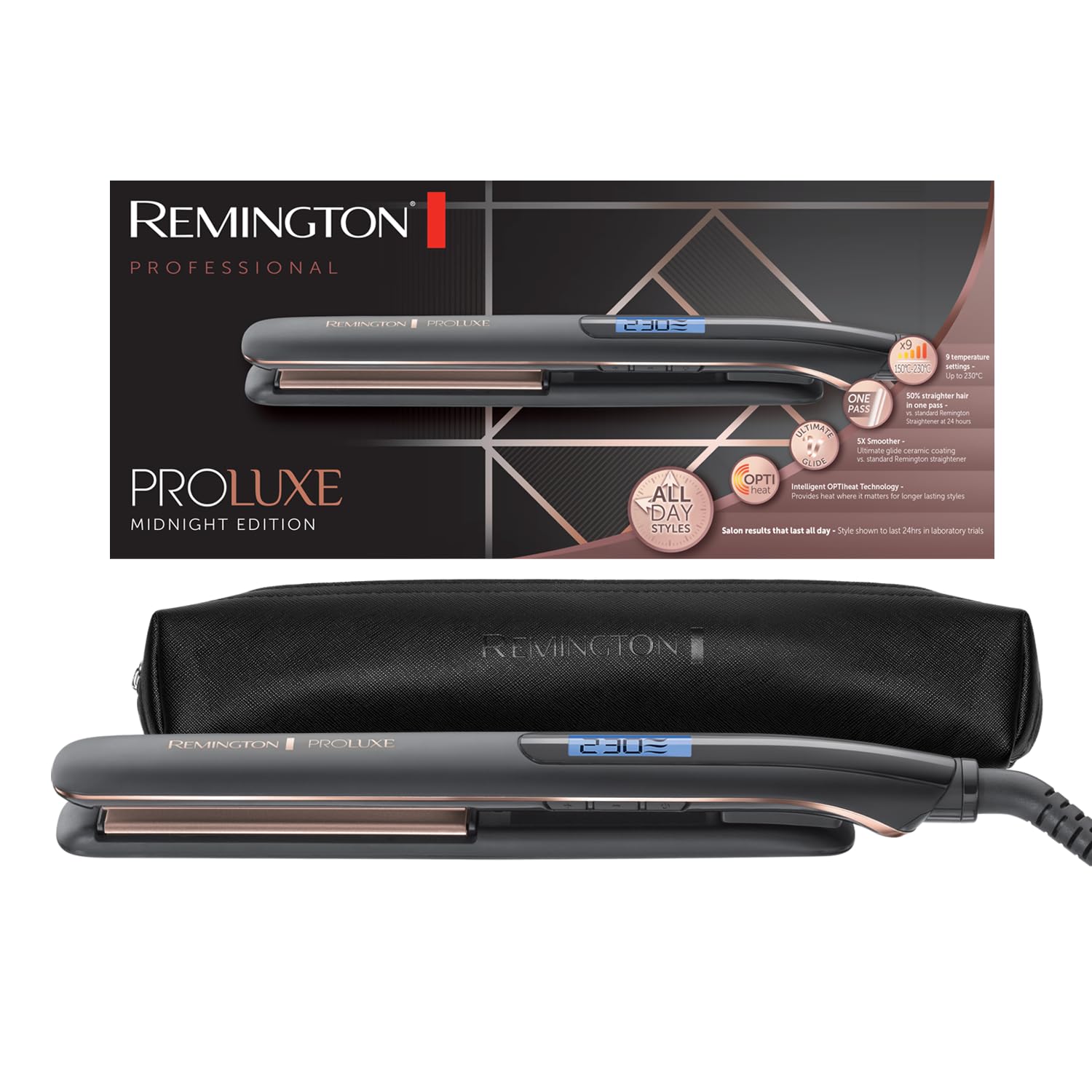remington-proluxe-s9100b-midnight-edition-piastra-per-capelli-con-piastre-strett image 1