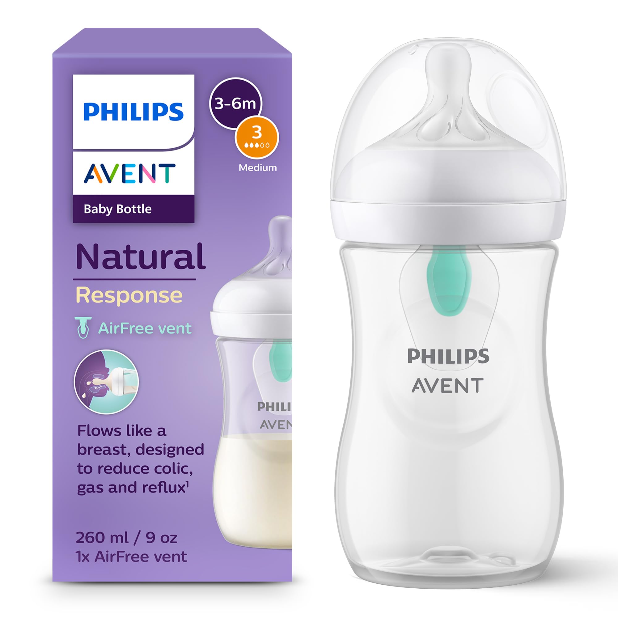 philips-avent-natural-response-scy673-01-biberon-260-ml-con-valvola-airfree-3-6- image 1