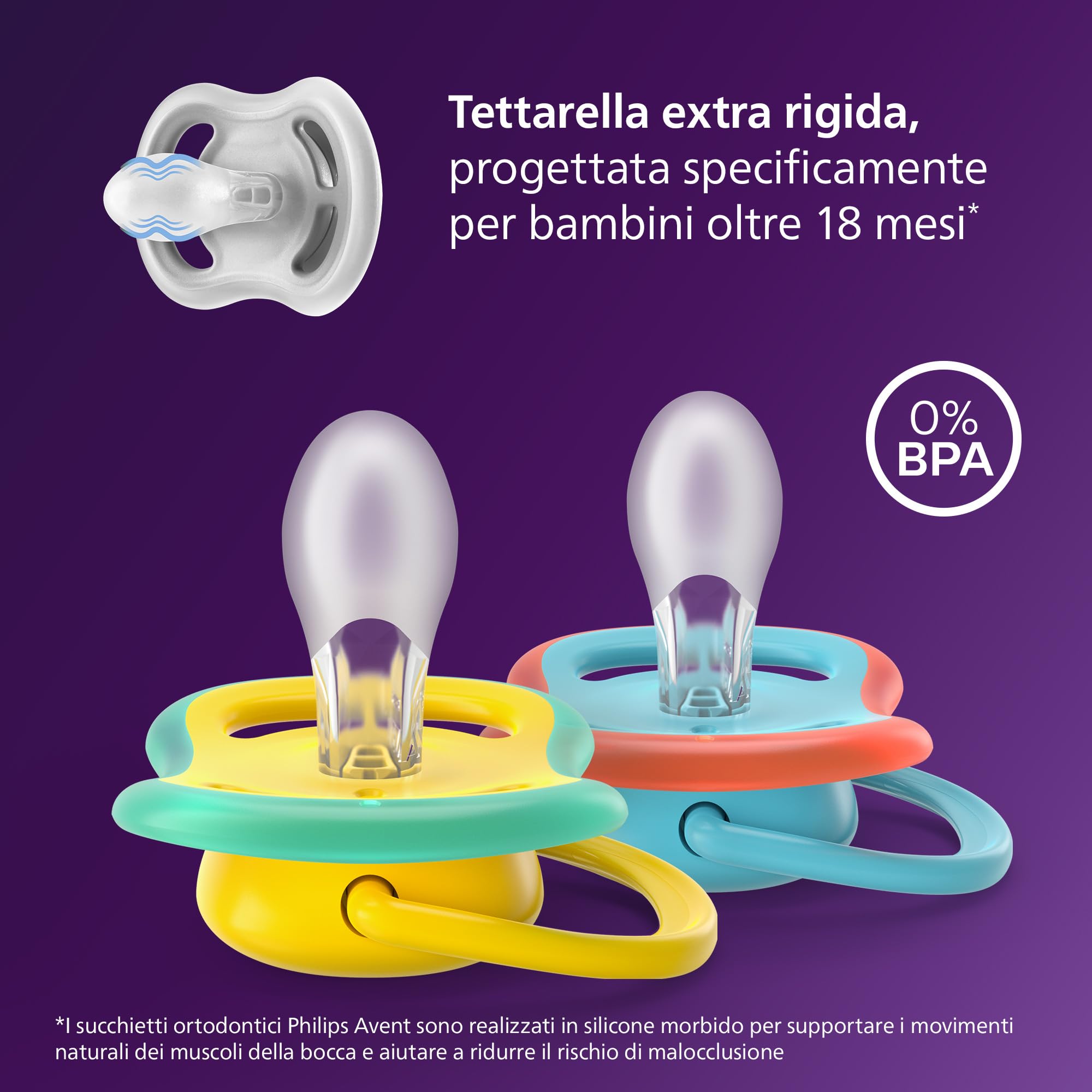 philips-avent-ultra-air-day-night-ciuccio-ortodontico-18-mesi-modello-fluorescen image 3