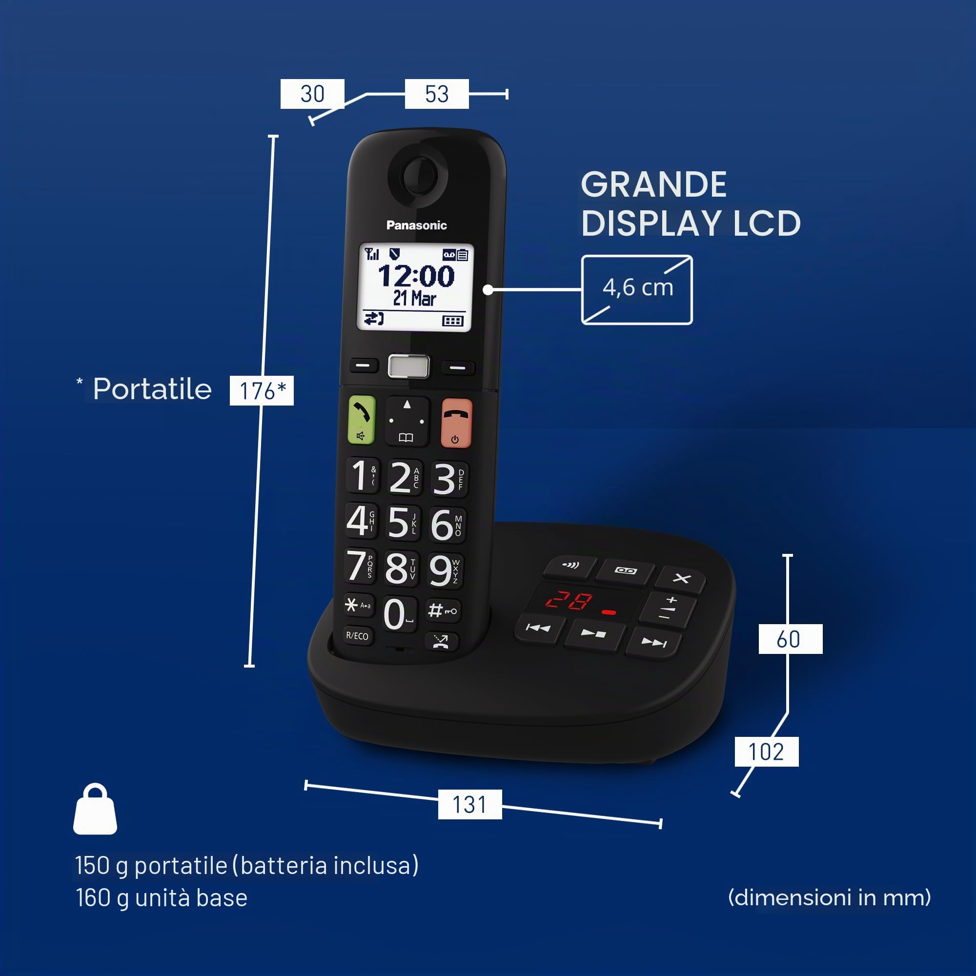 panasonic-kx-tgu130exb-telefono-cordless-digitale-con-segreteria-telefonica-tast image 3