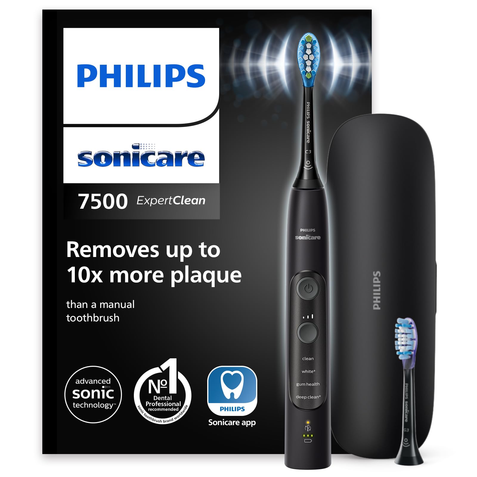 philips-sonicare-expertclean-7500-hx9631-16-spazzolino-elettrico-sonico-nero-con image 1