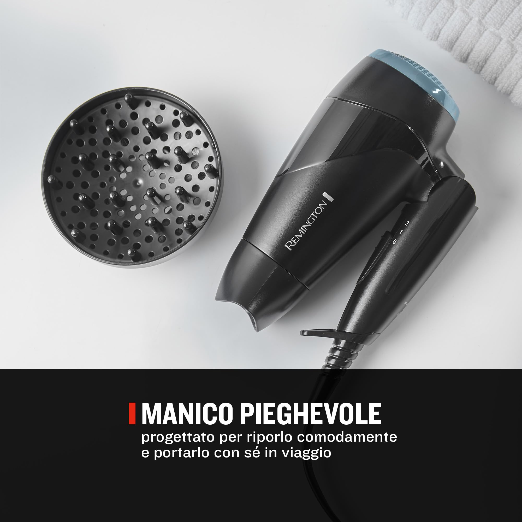 remington-d1500-on-the-go-asciugacapelli-da-viaggio-pieghevole-2000w-con-diffuso image 2