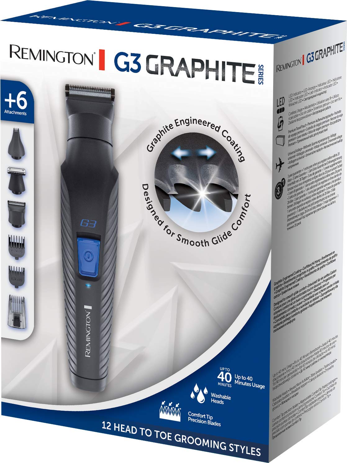 remington-pg3000-graphite-g3-multigroomer-ricaricabile-6-in-1-rifinitore-viso-ta image 2