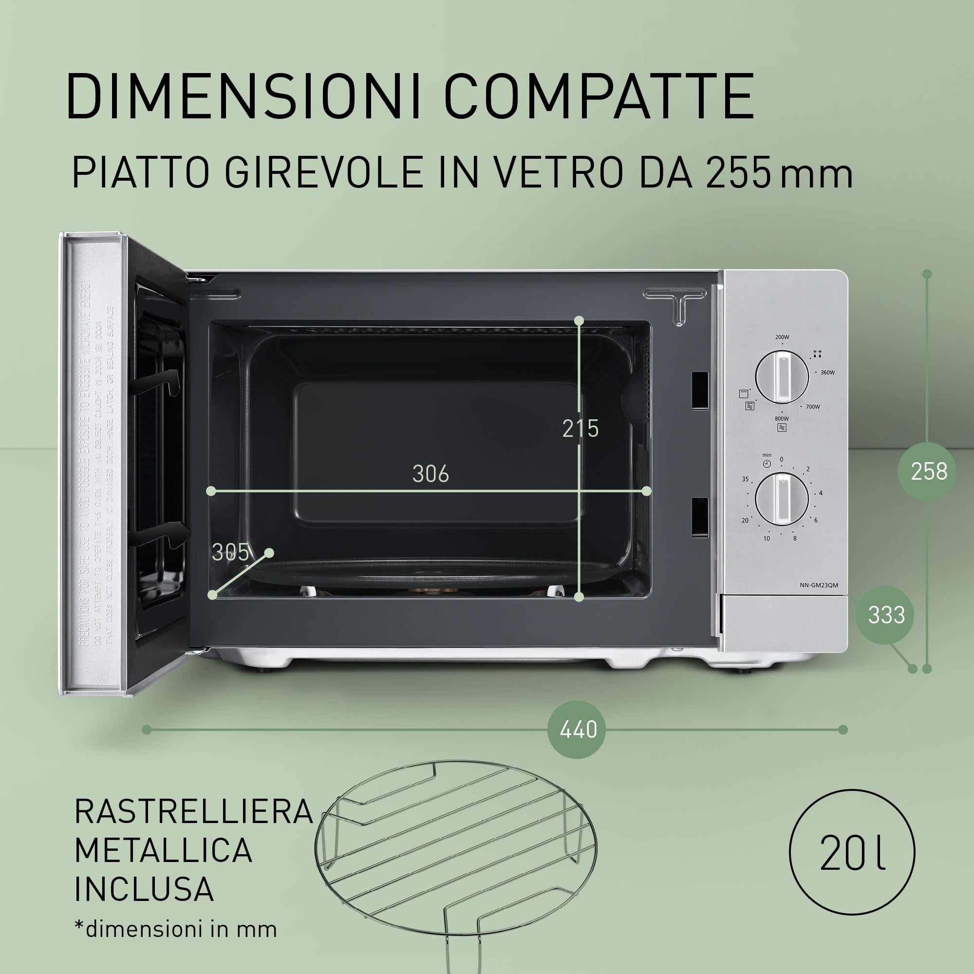 panasonic-nn-gm23qmepg-forno-a-microonde-grill-20l-800w-con-grill-1000w-piatto-i image 3