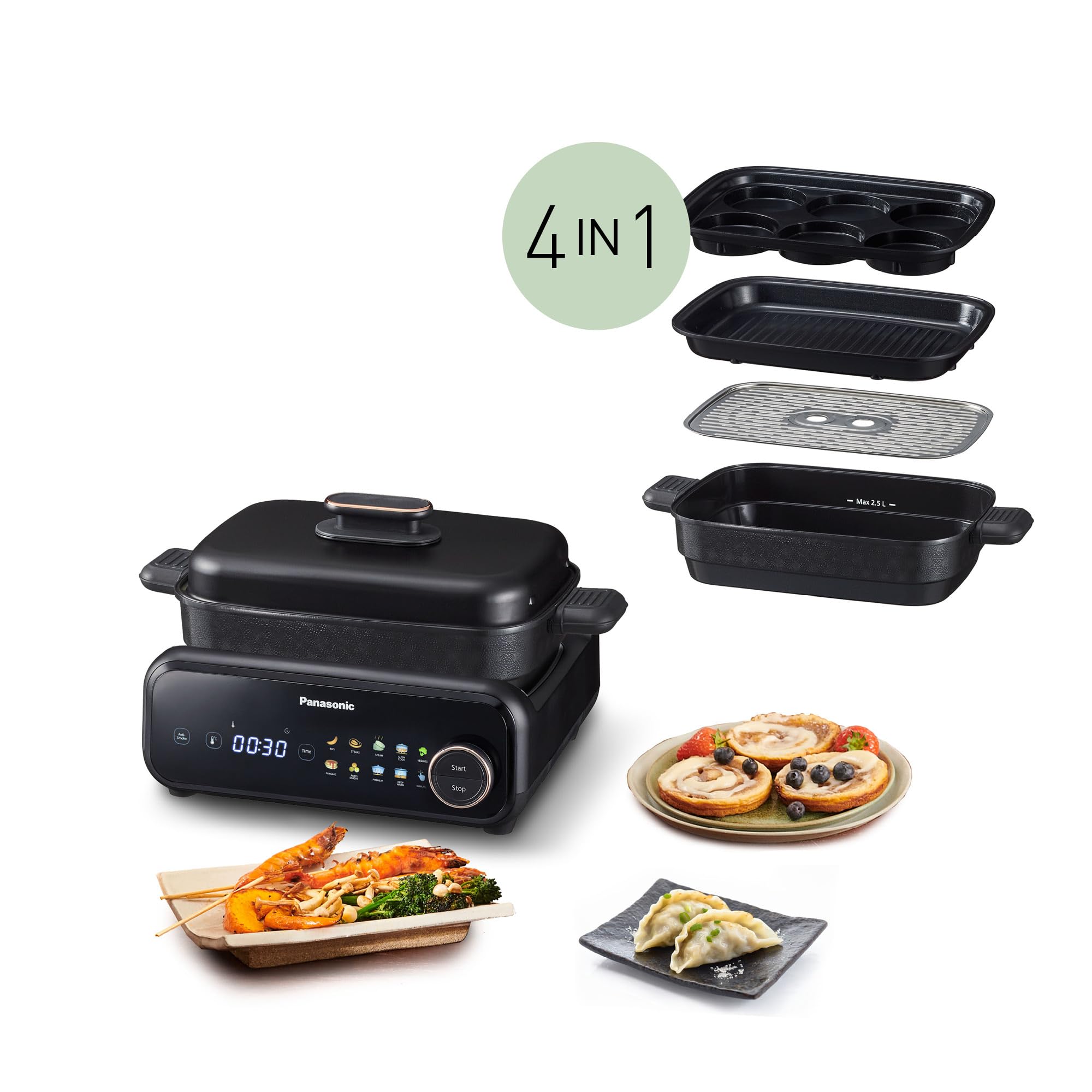 panasonic-nf-gm400-multi-cooker-elettrico-4-in-1-con-4-piastre-intercambiabili-g image 3