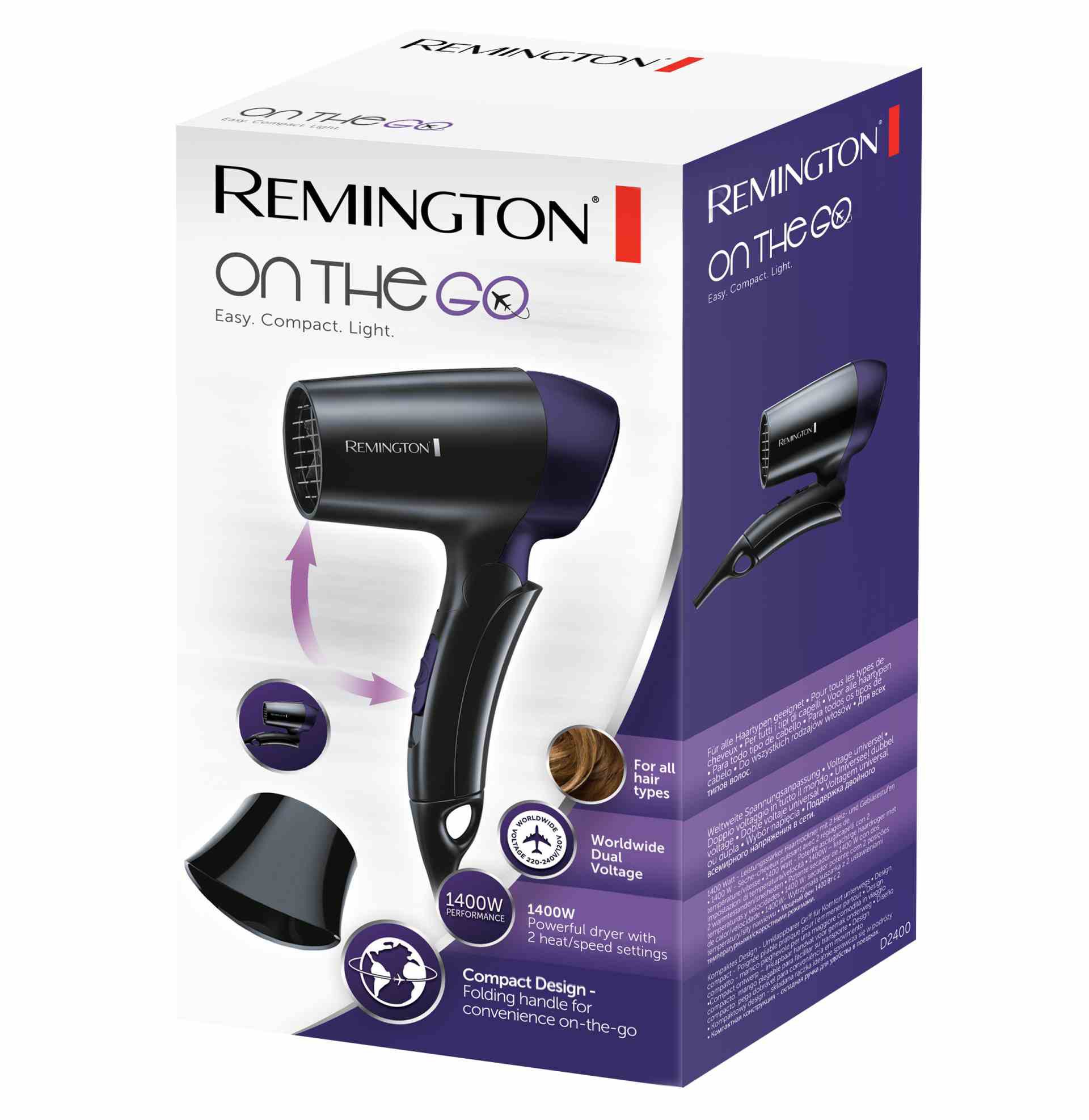 remington-on-the-go-d2400-asciugacapelli-da-viaggio-pieghevole-1400-w-con-bocche image 4