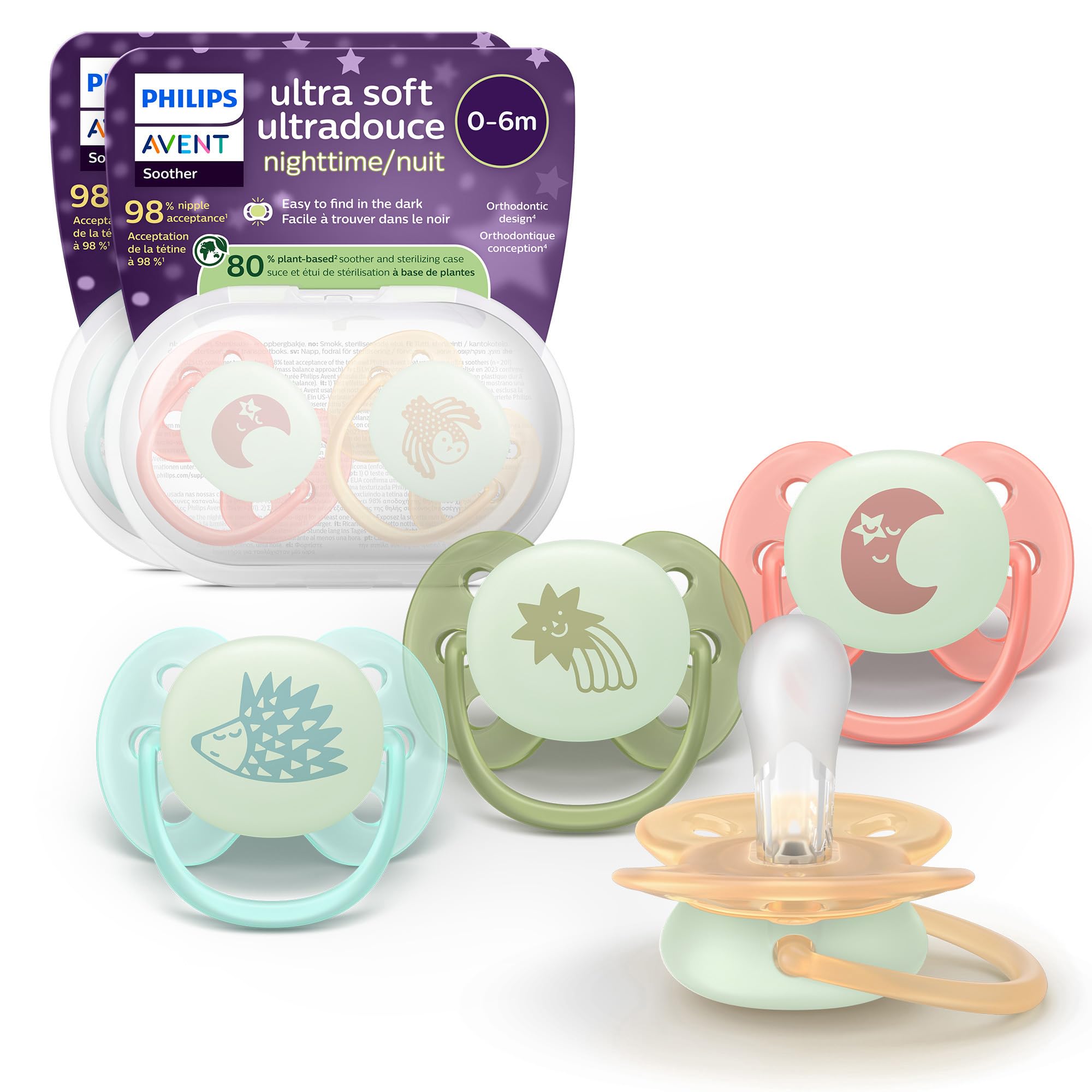 philips-avent-ultra-soft-scf094-07-ciucci-ortodontici-nighttime-0-6-mesi-si-illu image 1