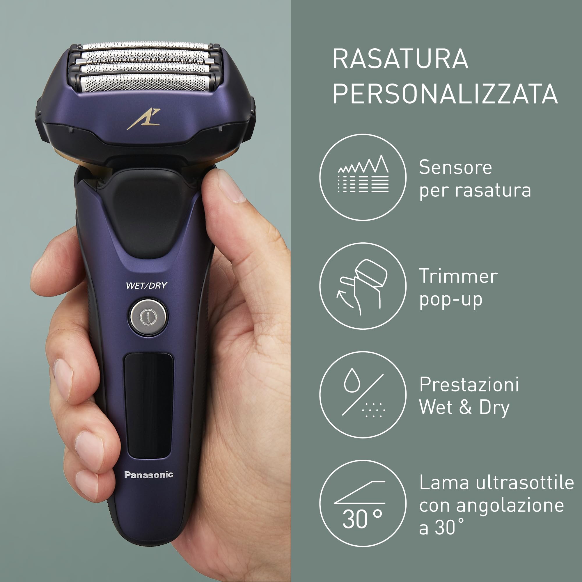 panasonic-series-800-es-lv67-rasoio-elettrico-wet-dry-a-5-lame-sensore-barba-aut image 4