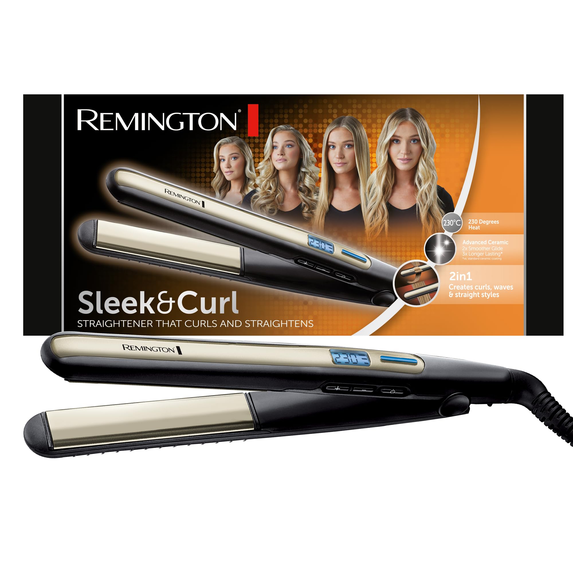 remington-sleek-curl-s6500-piastra-per-capelli-2-in-1-per-lisciare-e-creare-ricc image 1