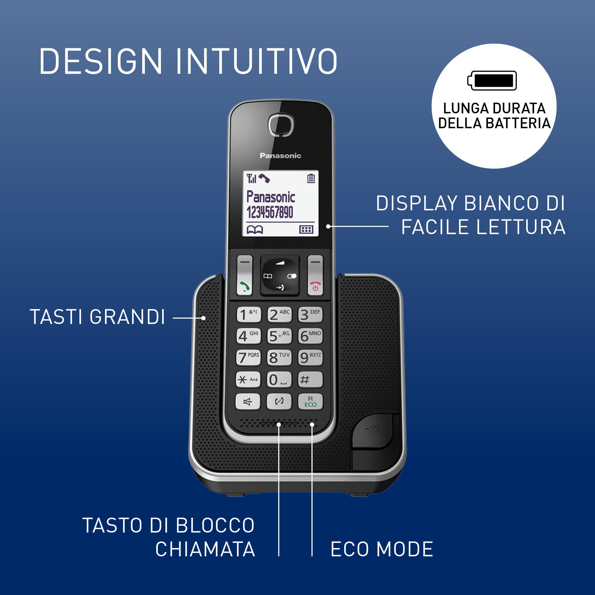 panasonic-kx-tgd310jtb-telefono-cordless-digitale-con-base-e-1-ricevitore-displa image 2