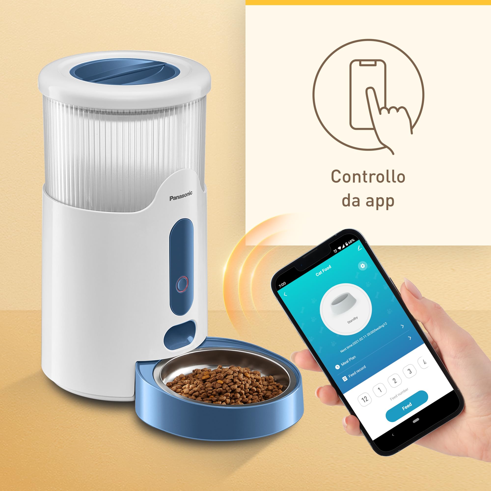 panasonic-cp-jnf01-w-dosatore-di-cibo-smart-per-gatti-e-cani-mangiatoia-automati image 2