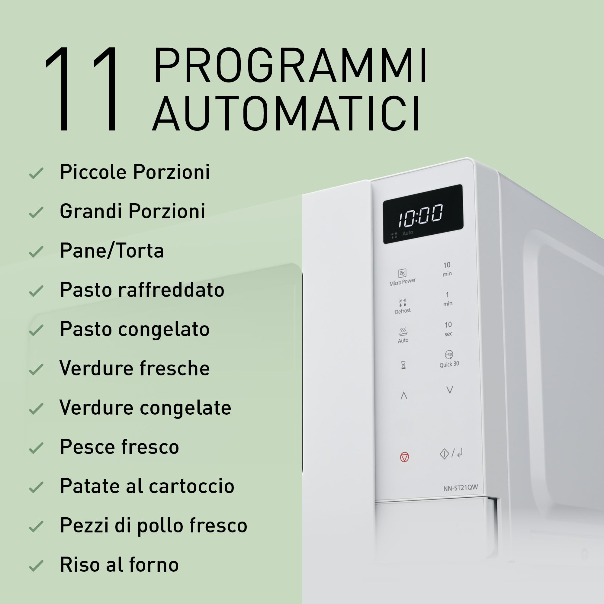 panasonic-nn-st21qwepg-forno-a-microonde-solo-20-litri-800w-bianco-con-11-progra image 7
