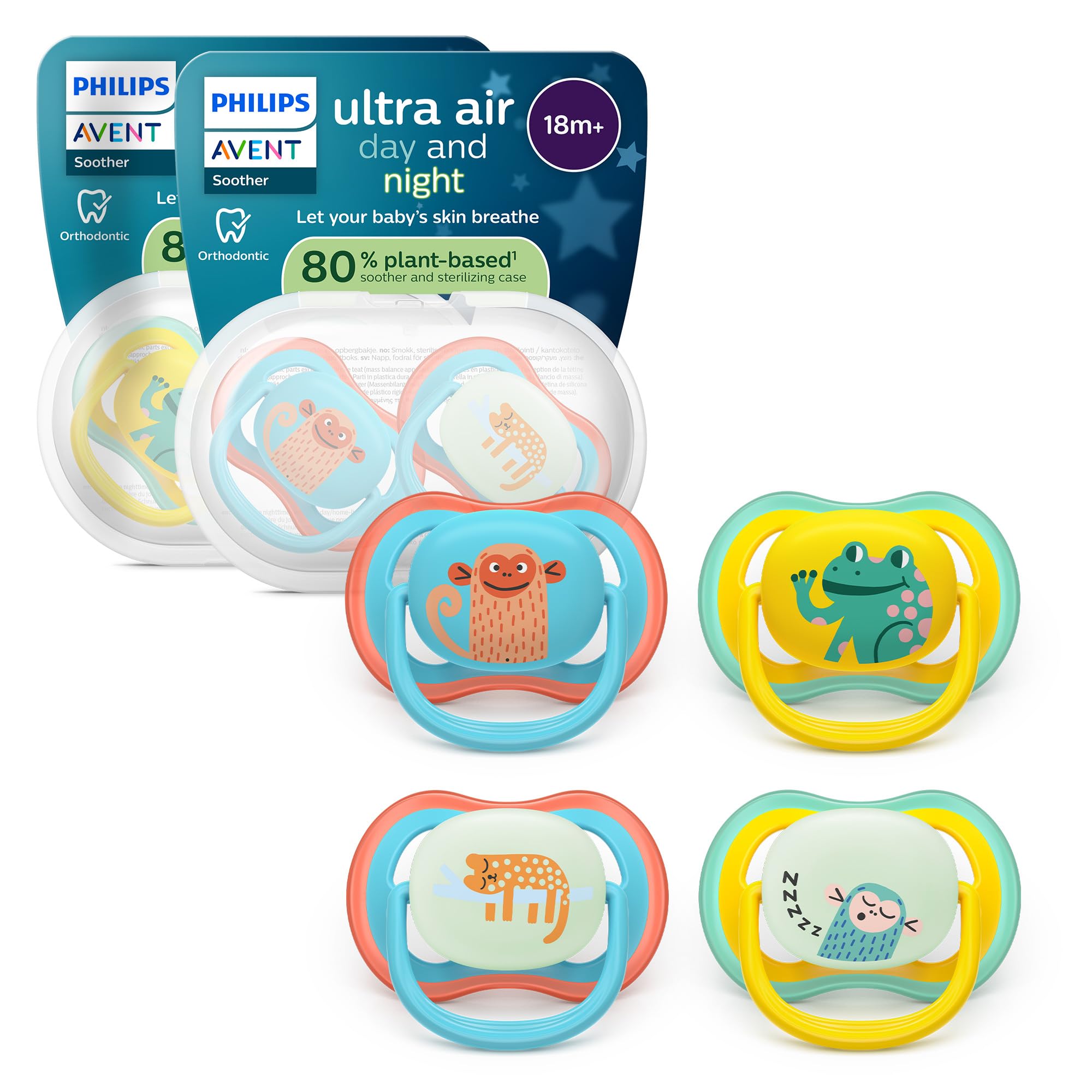 philips-avent-ultra-air-day-night-ciuccio-ortodontico-18-mesi-modello-fluorescen image 1