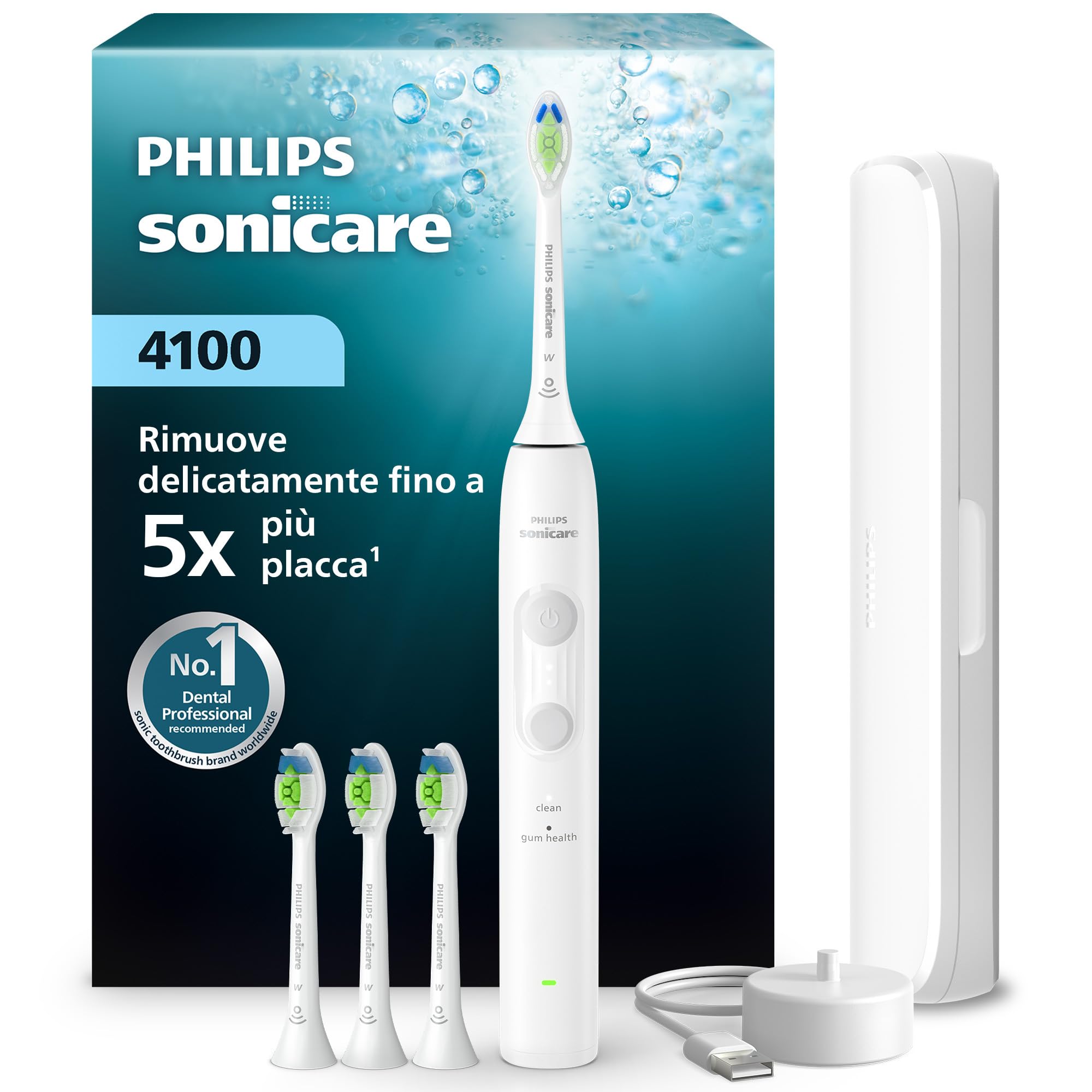 philips-sonicare-serie-4100-hhx4046-41-spazzolino-elettrico-sonico-con-sensore-d image 1