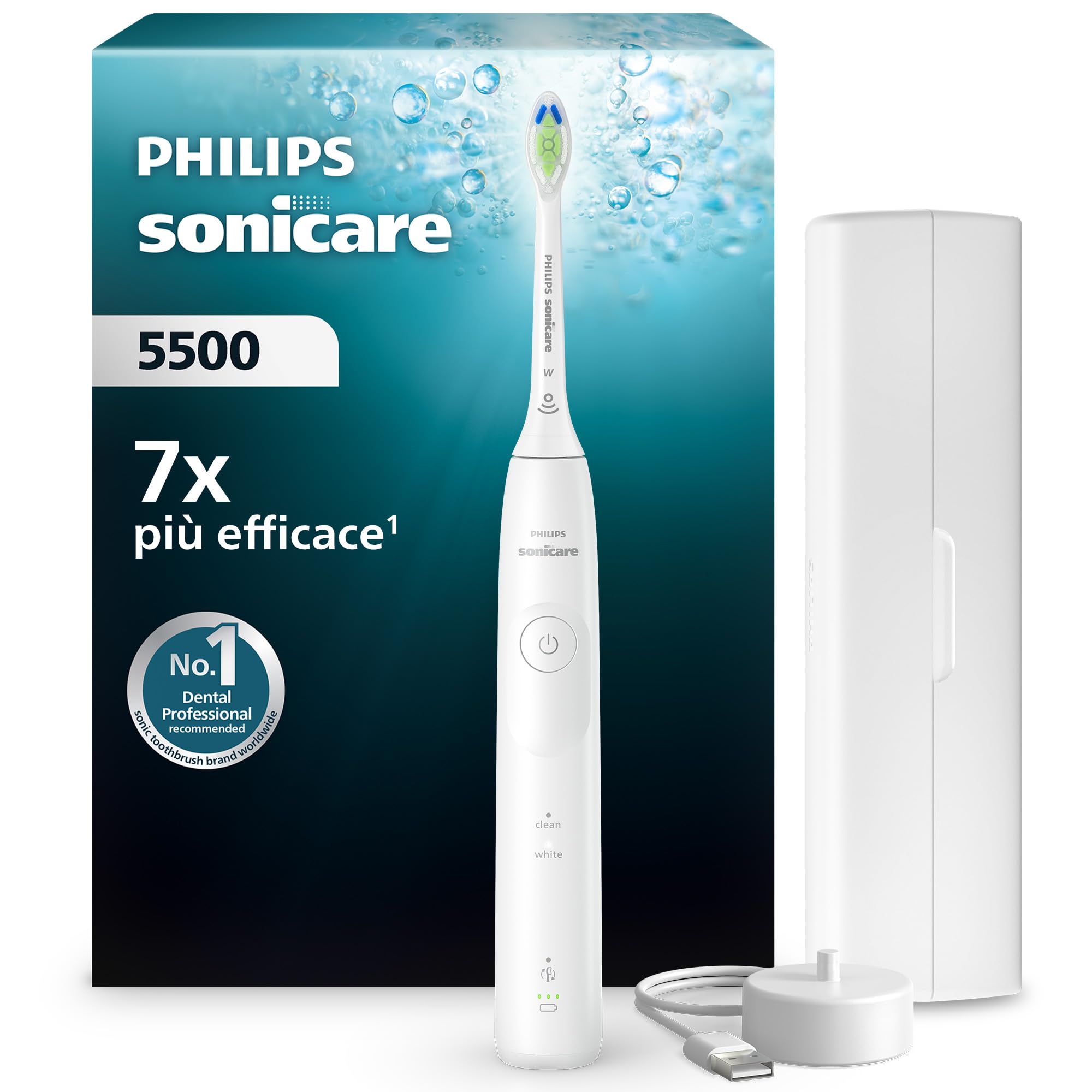philips-sonicare-5500-hx7110-02-spazzolino-elettrico-sonico-bianco-con-2-modalit image 1