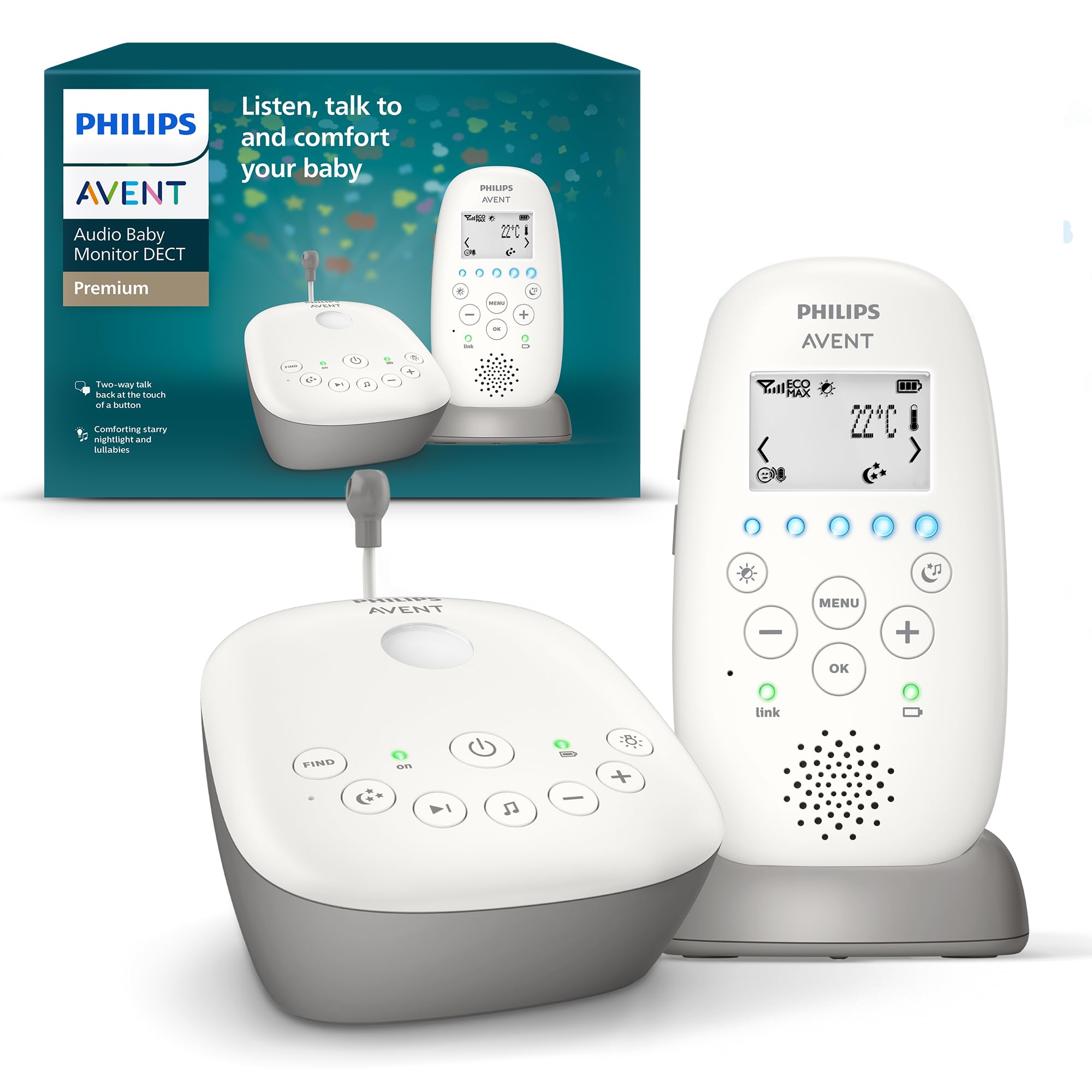 philips-avent-scd733-26-baby-monitor-dect-audio-con-luce-notturna-a-proiezione-s image 1