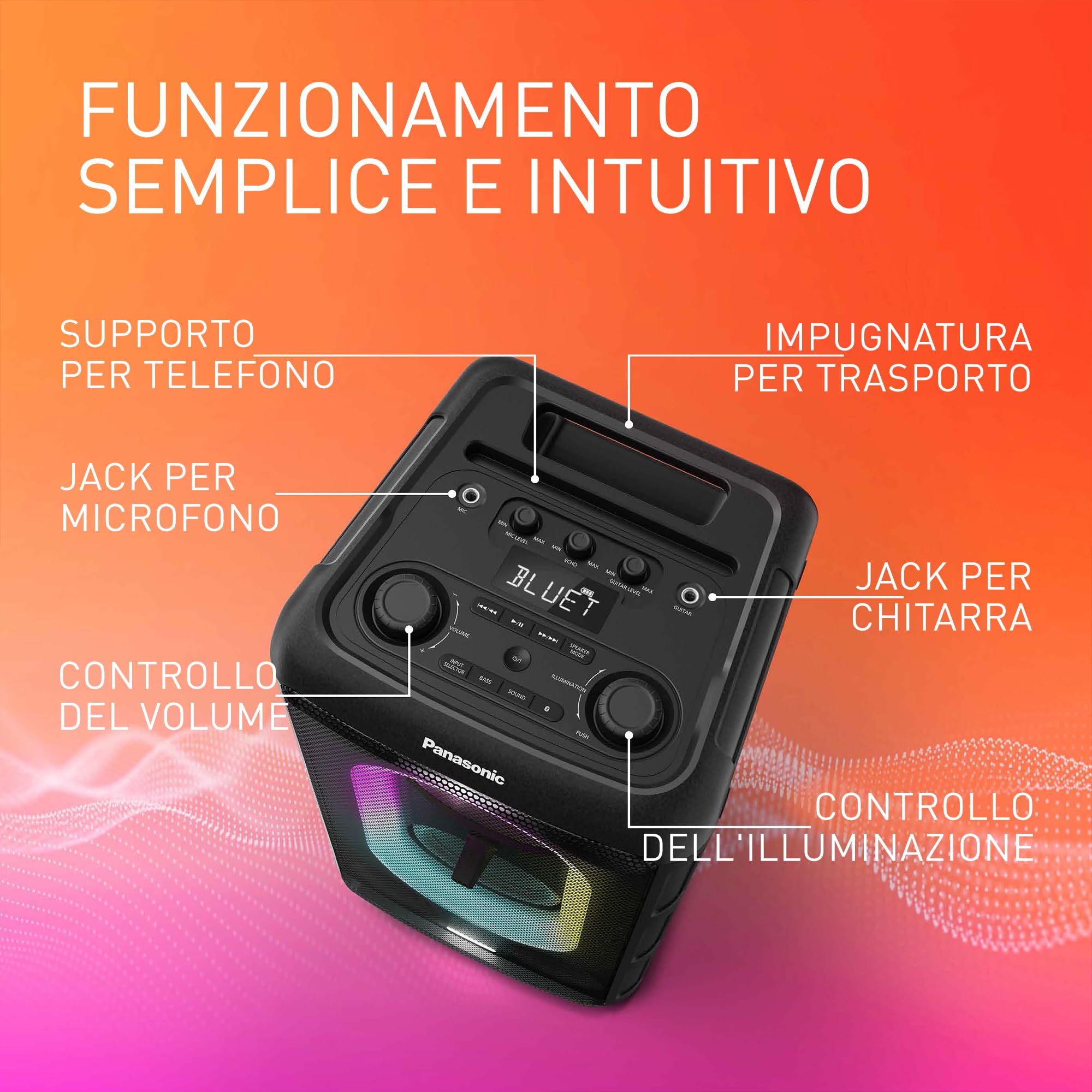 panasonic-sc-bmax10e-k-altoparlante-portatile-bluetooth-per-feste-150w-con-luci- image 3