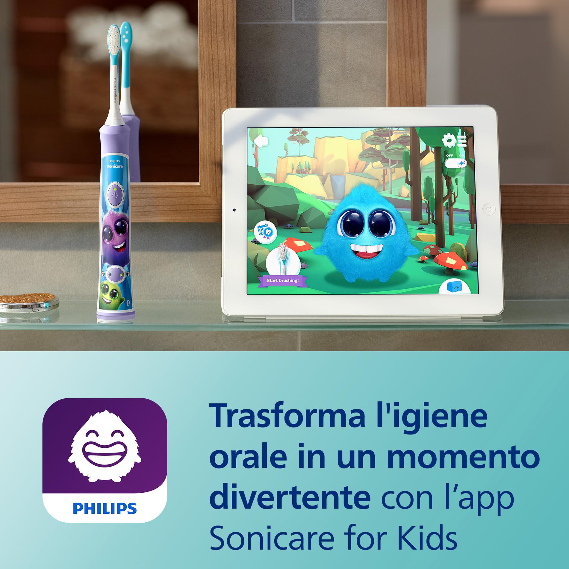 philips-sonicare-for-kids-hx6322-12-spazzolino-elettrico-sonico-con-app-bluetoot image 4