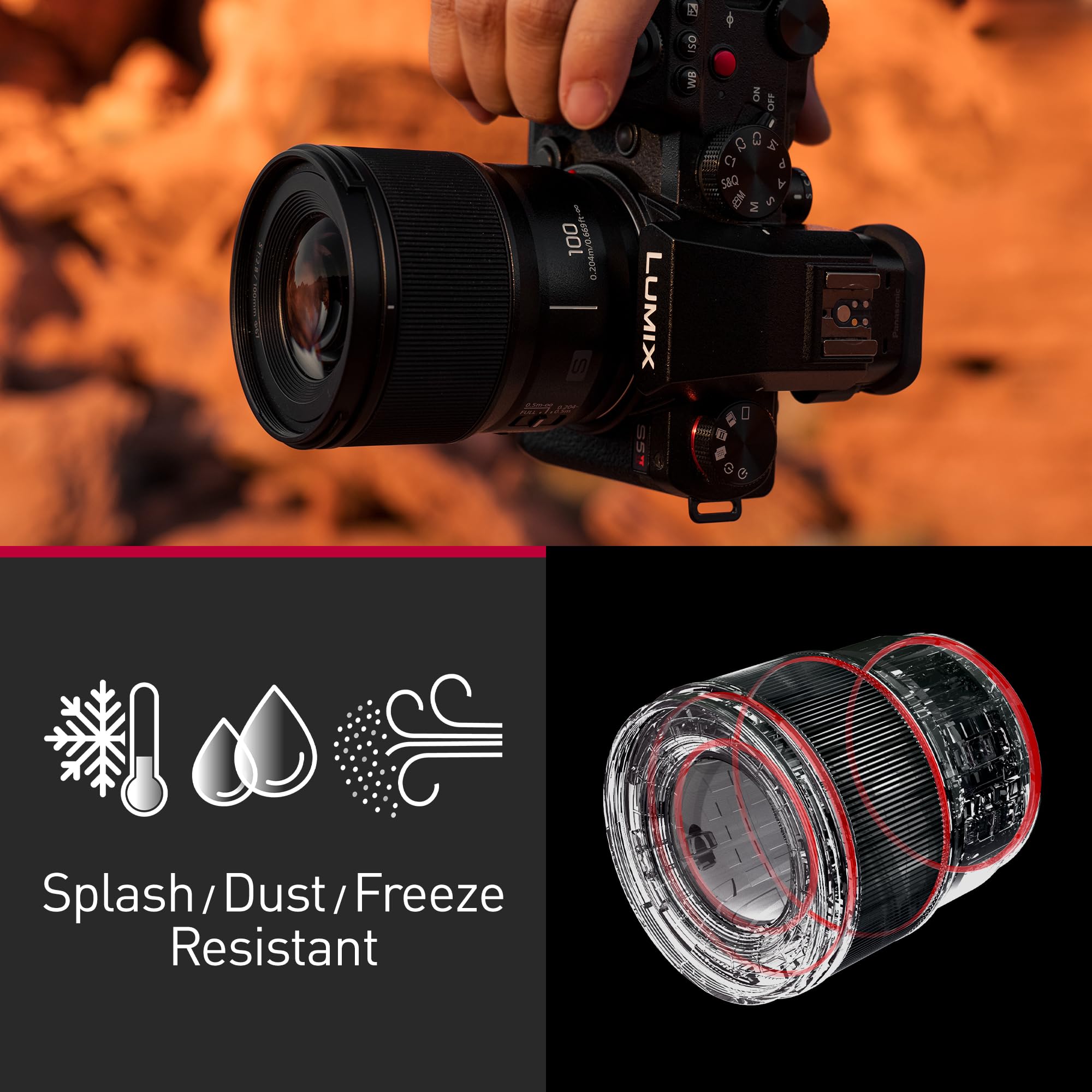 panasonic-lumix-s-e100-100mm-f2-8-macro-obiettivo-full-frame-l-mount-298-g-ingra image 7